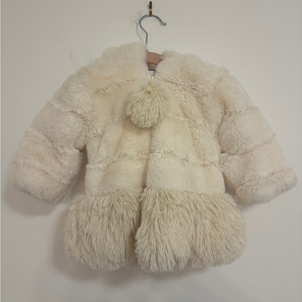 American Widgeon cream color girls 12 months faux fur coat